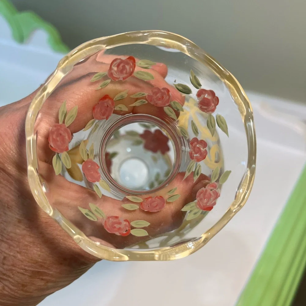 Tracy Porter Hand Painted Bud Vase 8” Rare Find Shabby Chic Vintage
